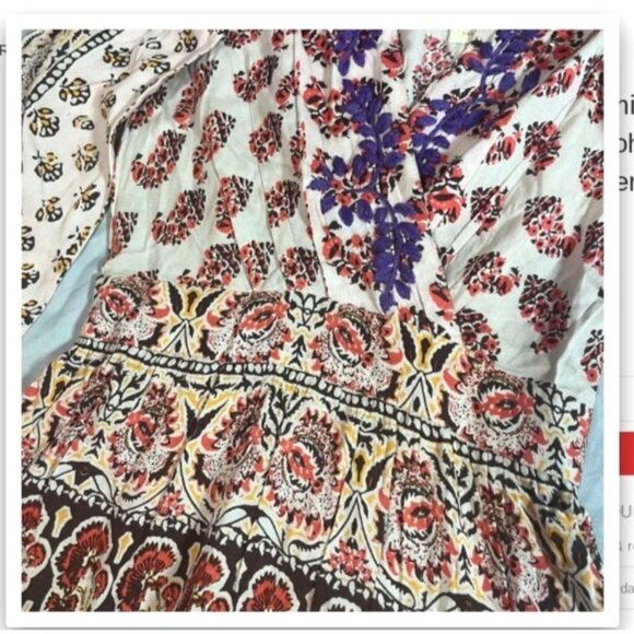 Raga Blooming Trails Floral Paisley Split Front Maxi Dress S V-Neck Boho Anthro - Picture 3 of 8